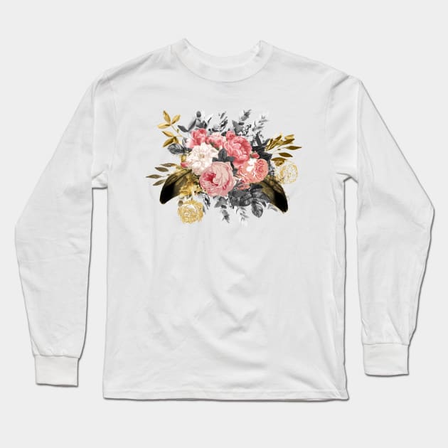 Romantic vintage roses and geometric design Long Sleeve T-Shirt by InovArtS